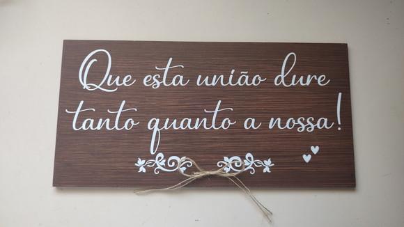Placa Porta Alianças Rústico- Que Esta União Dure em mdf