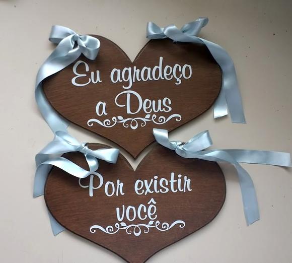 Placa para Cadeira dos Noivos Eu Agradeço a Deus