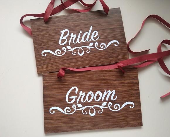 Placa para Cadeira dos Noivos Bride - Groom