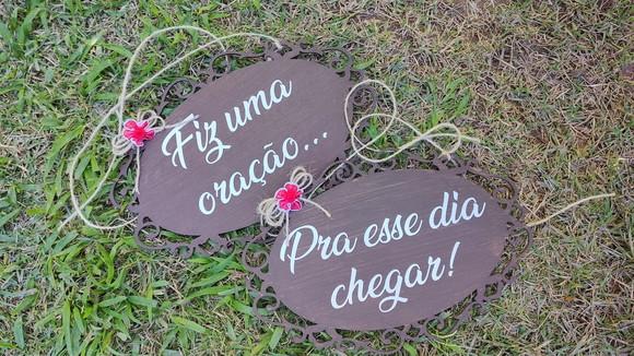 Placa para Cadeira dos Noivos Fiz Uma Oração