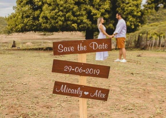 Plaquinhas para Save The Date em mdf