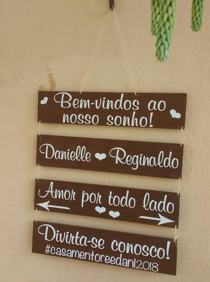 4 Placas Indicativas em mdf com Sisal para Casamento