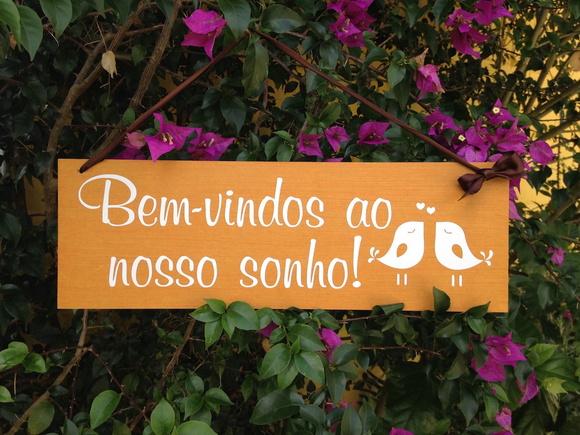 Placa para Casamento Bem-vindos ao Nosso Sonho