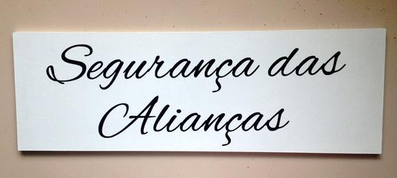 Placa Pajem Segurança das Alianças Branca