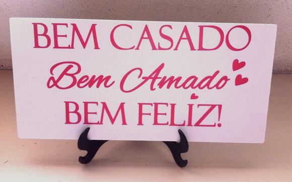 Placa para Mesa Bem Casado Bem Feliz