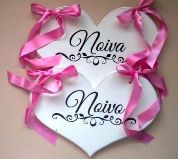 Placa para Cadeira dos Noivos Noivo - Noiva Branca