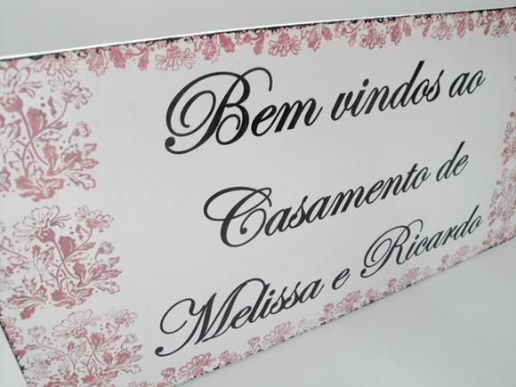 Placa p/ Recepção de Casamento