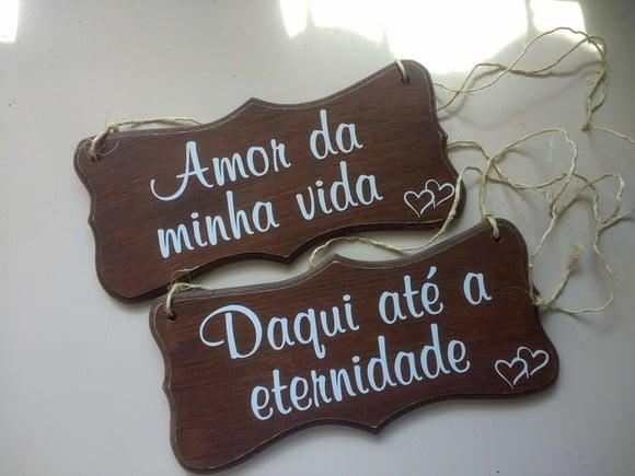 Placa para Cadeira dos Noivos Amor da Minha Vida Ret.