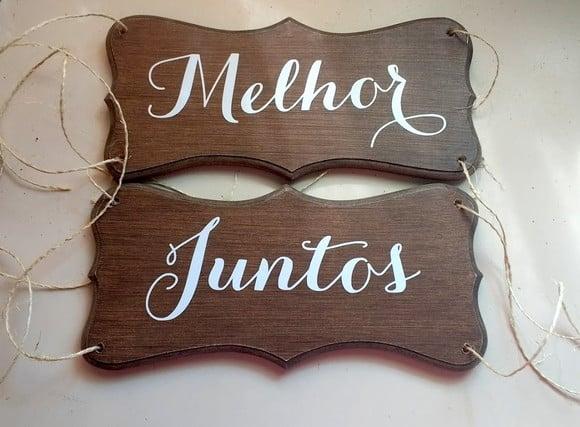 Placa para Cadeira dos Noivos Melhor Juntos Ret.