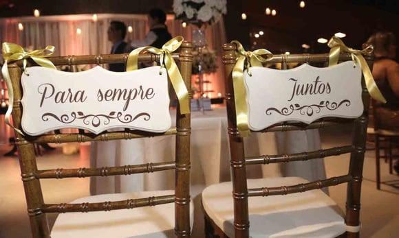 Placa para Cadeira dos Noivos Juntos para Sempre Ret.