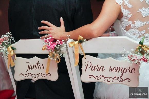 Placa para Cadeira dos Noivos Juntos para Sempre Ret.
