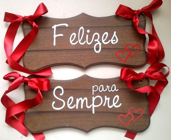 Placa para Cadeiras dos Noivos Felizes para Sempre Ret.