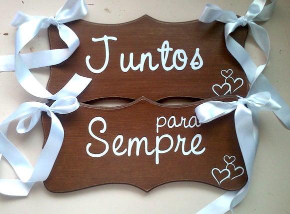 Placa para Cadeiras dos Noivos Juntos para Sempre Ret.