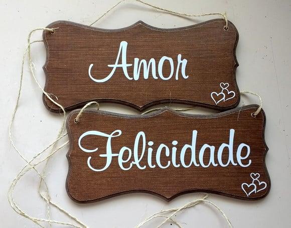 Placa para Cadeiras dos Noivos Rústica Ret