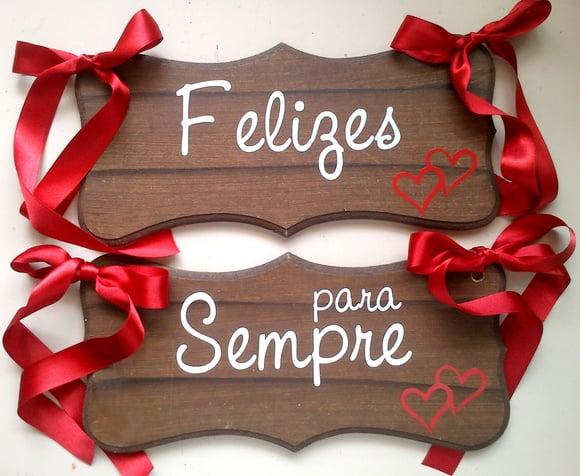 Placa para Cadeiras dos Noivos Juntos para Sempre Ret.