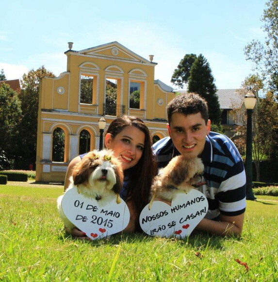 Placas Save The Date para 2 Pets Branca
