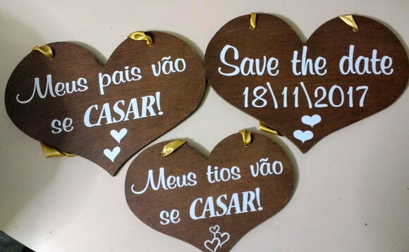 Placas para Save The Date Rústica para 3 Pets