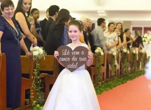 Placa Daminha-pajem Lá Vem o Amor da Sua Vida!