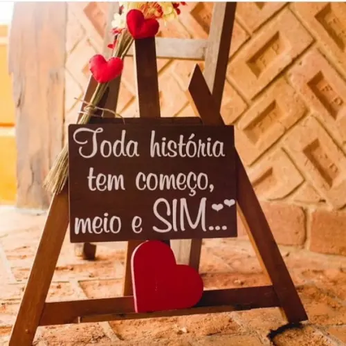 Plaquinha para Noivado -casamento Toda Historia em mdf