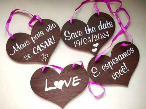 Placas para Save The Date Rústica para 4 Pets