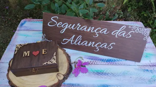 Kit Placa Pajem Segurança das Alianças e Porta Alianças