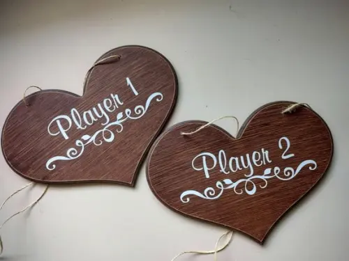 Placa para Cadeira dos Noivos Player 1 e Player 2 em mdf