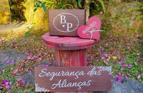 Kit Maleta Porta Alianças e Placa para Pajem e Daminha mdf