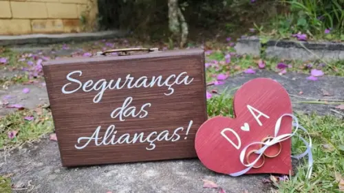 Maleta Pajem Porta Alianças mdf Rústico