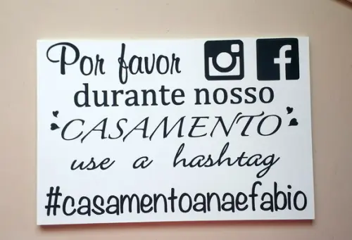 Plaquinha para Casamento # dos Noivos para Fotos mdf Branca