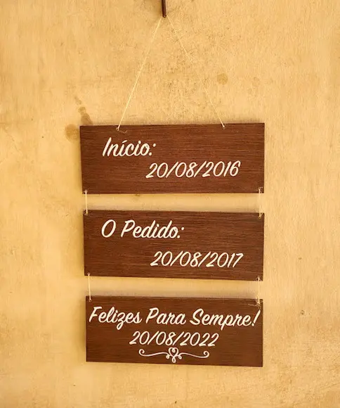 3 Placas Indicativas Casamento Felizes para Sempre