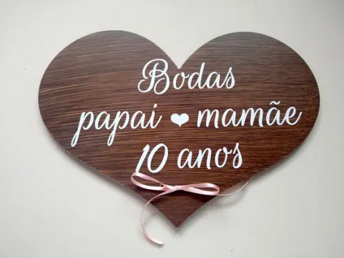 Placa Coração Porta Alianças Rústico para Bodas em mdf
