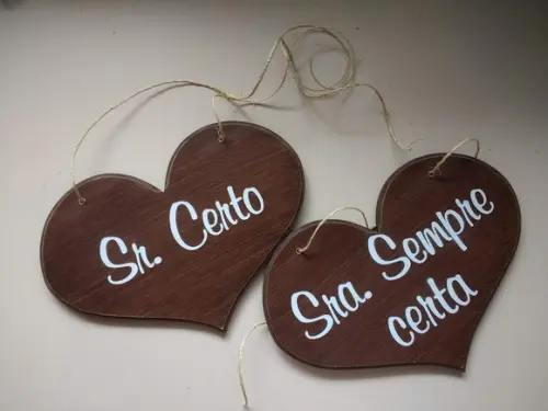 Placa para Cadeira dos Noivos -sr. Certo/ Sra. Sempre Certa