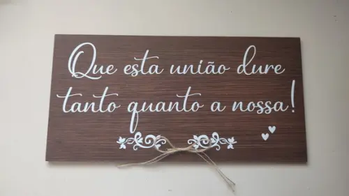 Placa Porta Alianças Rústico- Que Esta União Dure em mdf