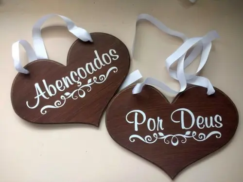 Placa para Cadeira dos Noivos - Abençoados Por Deus em mdf