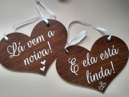 Placa Daminha-pajem Lá Vem a Noiva e Ela Está Linda