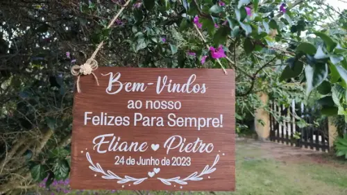 Placa Bem Vindos ao Casamento em mdf