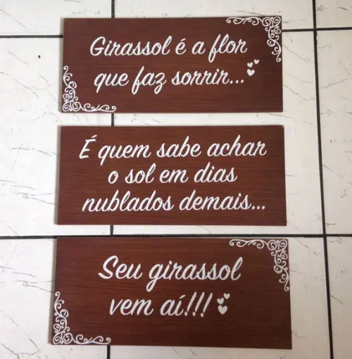 Placa Daminha-pajem Girassol É a Flor Que Faz Sorrir