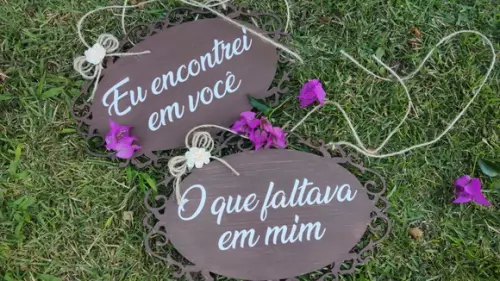 Placa para Cadeira dos Noivos Encontrei em Vc