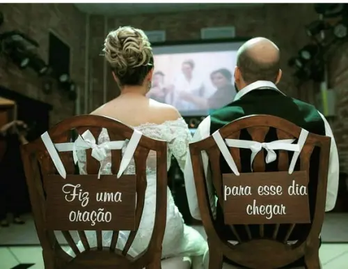 Placa para Cadeira dos Noivos Fiz Uma Oração