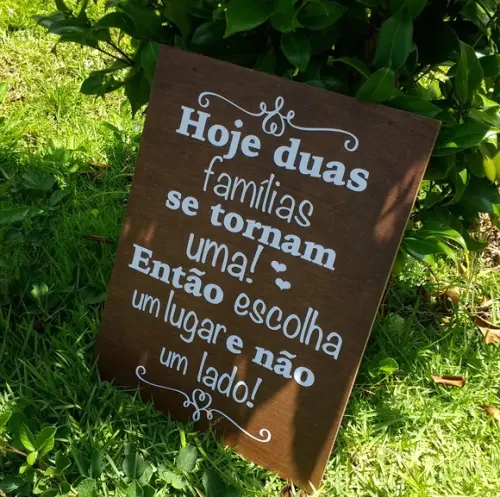 Placa para Decoração de Casamento Duas Famílias Grd