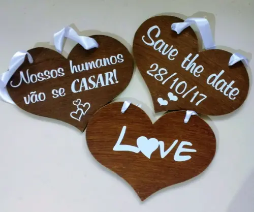 Placas para Save The Date Rústica para 3 Pets