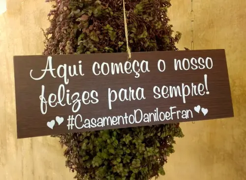 Placa decoração de casamento em mdf estilo rústico