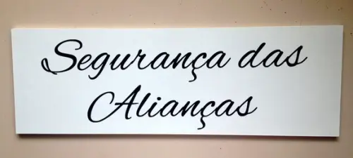 Placa Pajem Segurança das Alianças Branca