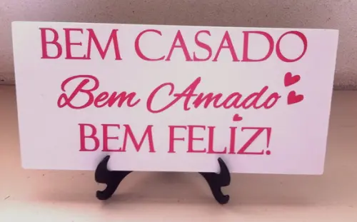 Placa para Mesa Bem Casado Bem Feliz