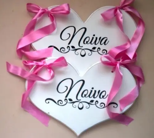 Placa para Cadeira dos Noivos Noivo - Noiva Branca