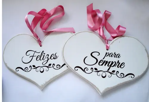 Placa para Cadeira dos Noivos Felizes para Sempre Branca