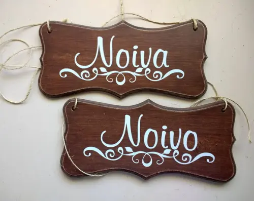 Placa para Cadeiras Noiva e Noivo Ret.