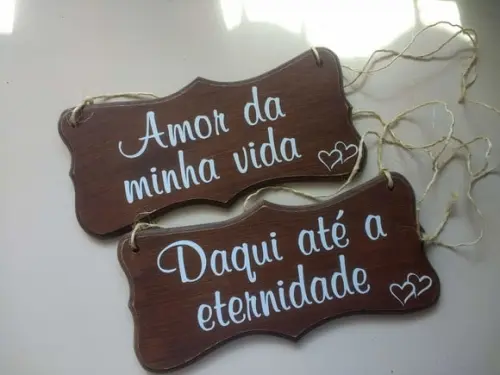 Placa para Cadeira dos Noivos Amor da Minha Vida Ret.