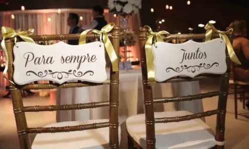 Placa para Cadeira dos Noivos Juntos para Sempre Ret.