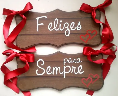 Placa para Cadeiras dos Noivos Felizes para Sempre Ret.